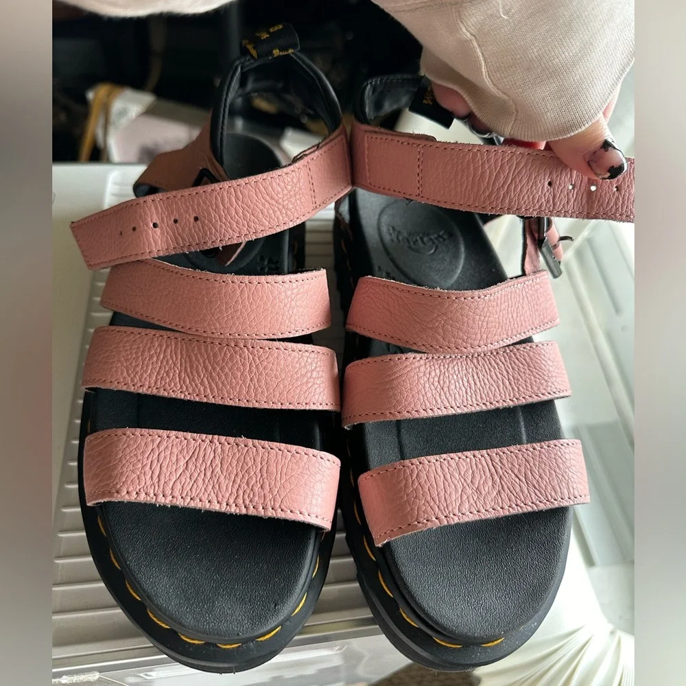 Dr.Marten’s SoftWair With Bouncing Soles Pink and Black Strappy Sandals - Picture 10 of 12